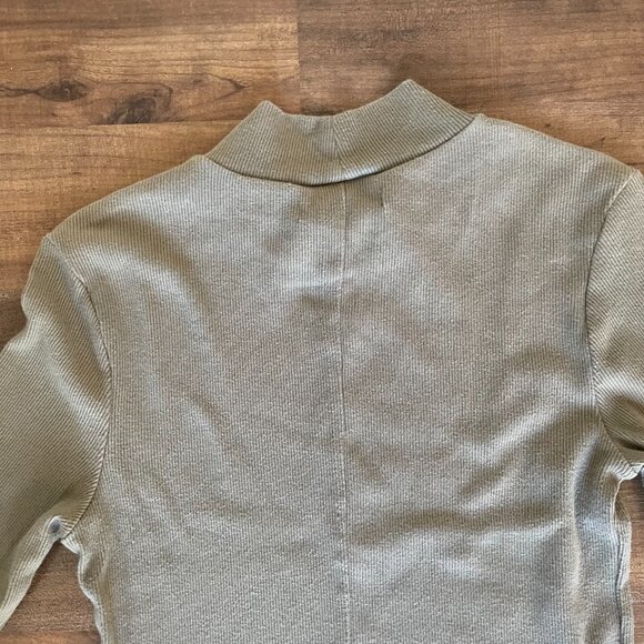Abercrombie & Fitch Ribbed Long Sleeve Mock Neck Mini Dress Olive Green Size M - Picture 7 of 8
